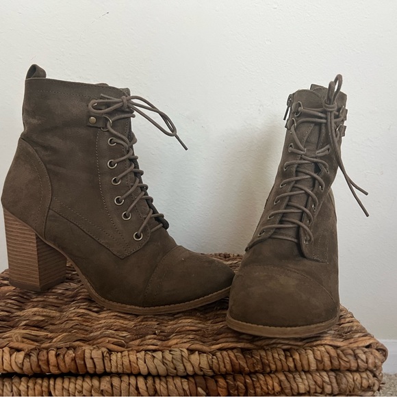 Charlotte Russe Shoes - Olive green healed booties! In great condition. Rarely worn. Size 9